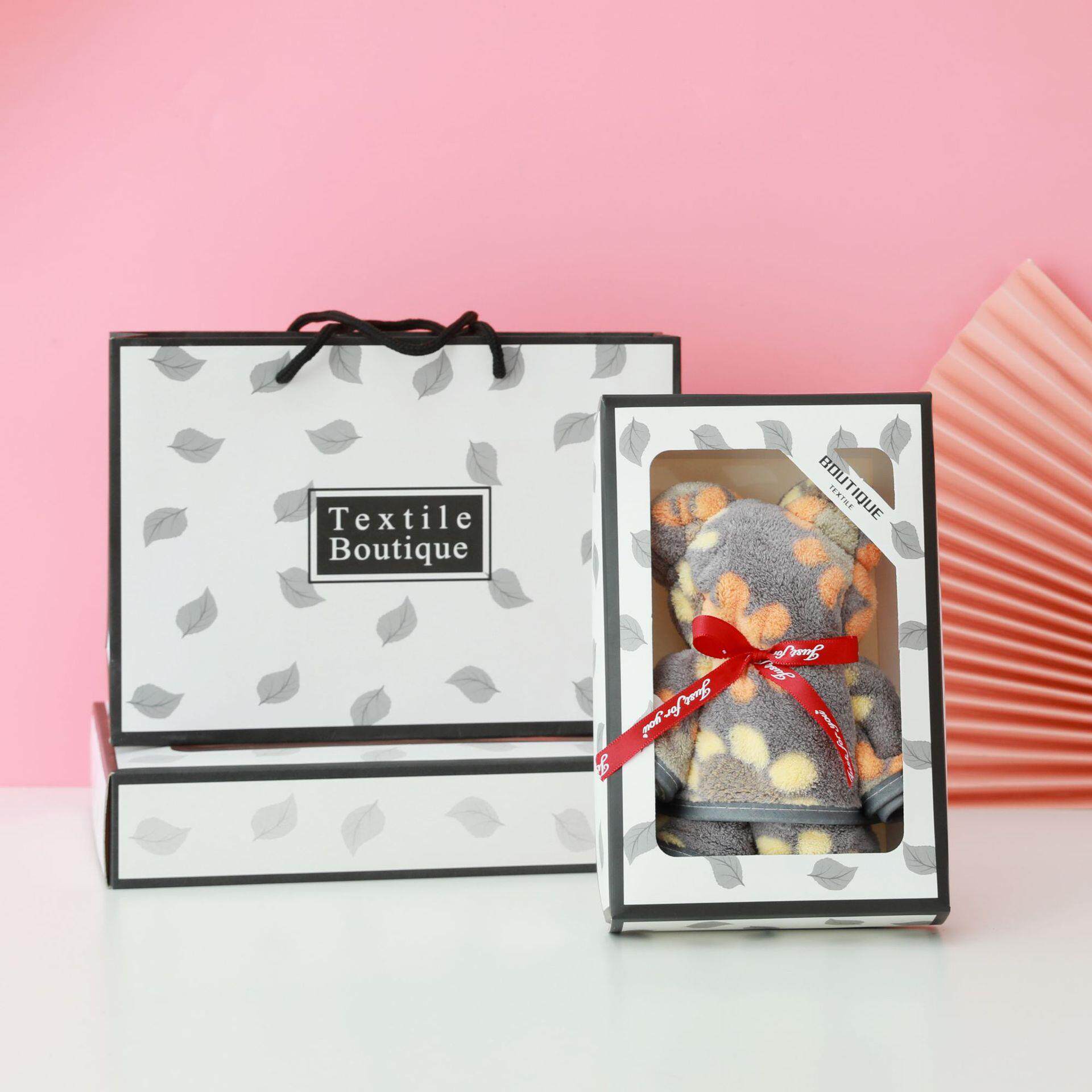 珊瑚绒小熊毛巾伴手礼可爱卡通提花家用洗脸小花毛巾礼品面巾定制