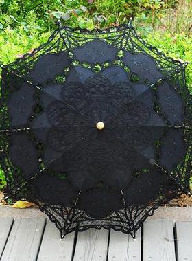 欧式工艺伞花边蕾丝伞 棉布装婚礼摄影舞台钩花道具伞 吊装遮阳伞