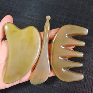 牛角三件套刮痧板五齿梳拨筋棒面部头部刮痧按摩点穴五经梳定制