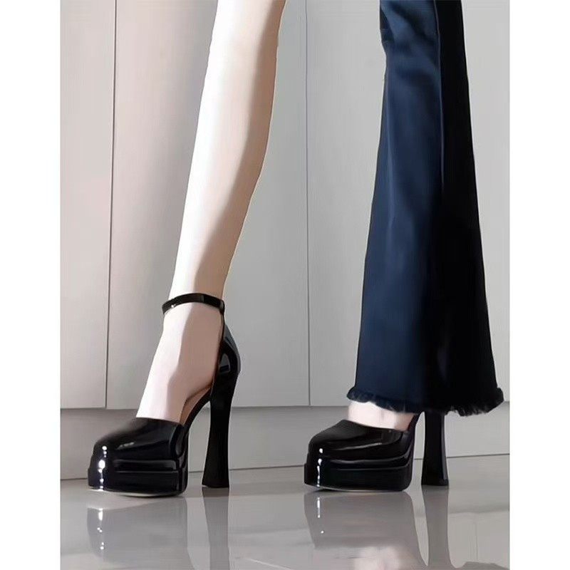 速卖通新款外贸款11cm超高跟防水台尖头粗跟包头单鞋凉鞋模特走秀,女鞋,浅口单鞋,淘宝优惠券,粉丝福利购,淘宝优惠卷