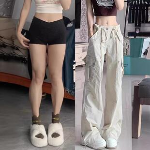 美式白色工装裤女直筒高腰春秋新款大码胖mm宽松显休闲阔腿裤子定