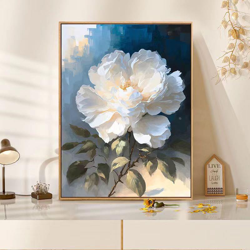数字油画diy填色手工复古山茶花丙烯油彩涂色画画壁画装饰画高级图片