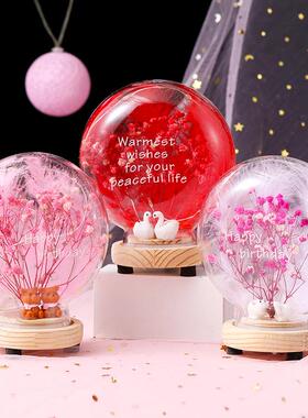 直销永生花玻璃罩星星灯摆件干花小夜灯生日礼物创意学生礼品定制
