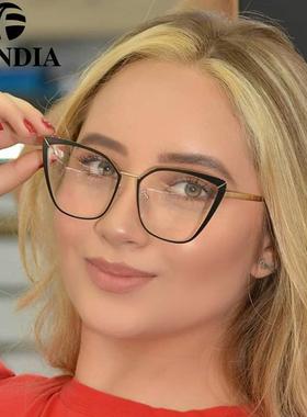 95609 新款时尚金属防眼镜百搭双色框弹簧腿眼镜架文艺框架镜定制