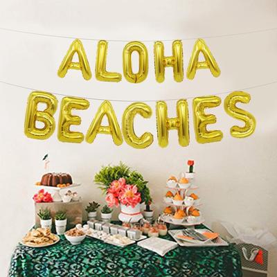 夏威夷派对装饰 16寸aloha beaches字母铝箔气球定 制定制