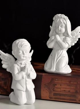 北欧创意天使女孩雕塑摆设家居客厅书柜装饰工艺品树脂雕像摆件定