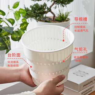 云朵加厚花盆圆形带底托18cm透气控根简约家用发财树棕竹易生长盆