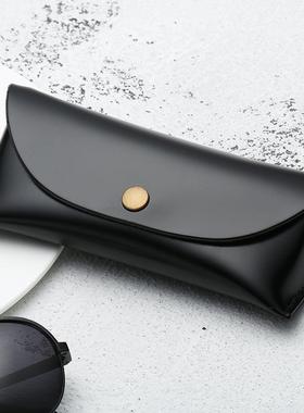 男女黑色外贸PPC眼镜包 大框眼镜简约眼镜袋 按扣设计墨镜盒定制