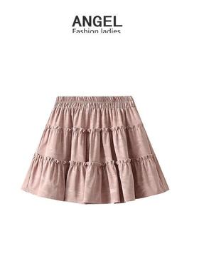 2025秋季新款甜美木耳花边拼接蛋糕裙高腰修身半身裙女24910定制