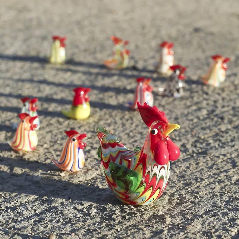 日式创意小鸡公鸡琉璃珠彩色动物摆饰客厅摆件家里中式家居饰品