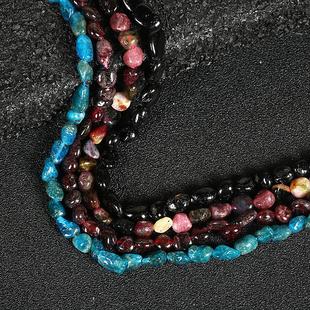 6*8mm磷灰石石榴石椭形圆珠子彩碧玺黑碧玺椭圆珠定制