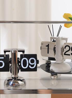 自动翻页时钟客厅电视柜家居装饰摆件简约小天平机械座钟节日礼品