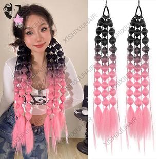 网红时尚女街拍造型神器灯笼泡泡扭股辫长款手编辫子马尾假发定制