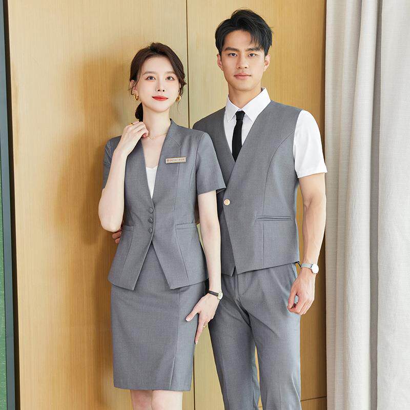 男女职业西装马甲套装酒店西餐厅饭店茶楼餐饮收银服务员工作服装
