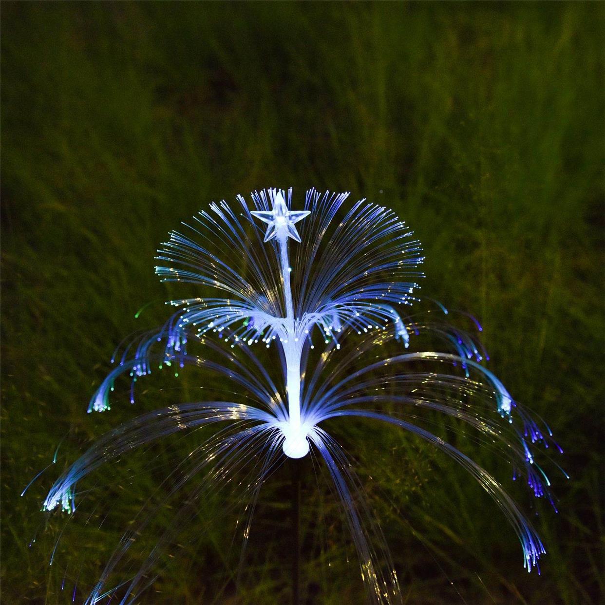 新款爆款太阳能光纤水母灯户外双层星月水母庭院灯芦苇花园圣诞灯