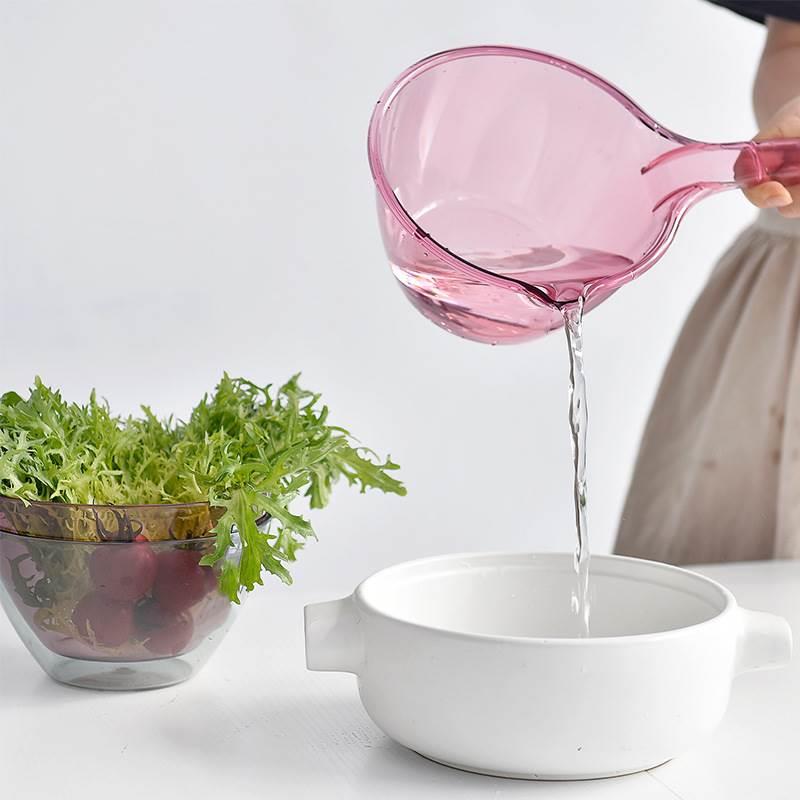 厨房水勺透明加厚长柄平底舀子水舀日用品塑料水瓢大号浇花水舀子
