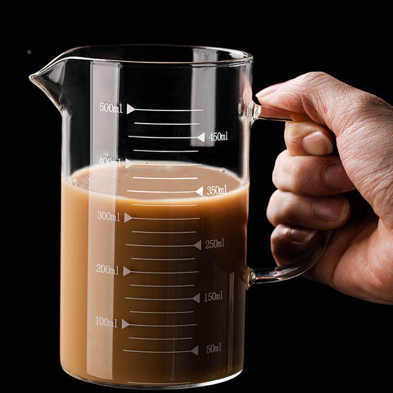 烘培耐热玻璃刻度量杯带把手牛奶杯透明计量杯可微波炉加热定制