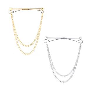 领撑 领口固定器领角夹领角针 金色带链条衬衫 简约衣领胸针