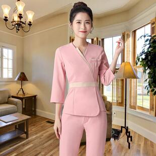 轻奢师工作服女套装高端院spa养生馆足疗按摩技师工服夏