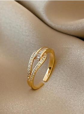 韩国微镶简约食指戒指女时尚个性开口可调节网红气质中指指环定制