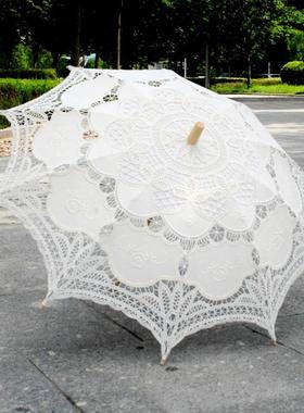 棉布机绣工艺蕾丝伞 花边伞 公主女士创意旅游绣花伞 摄影舞蹈伞