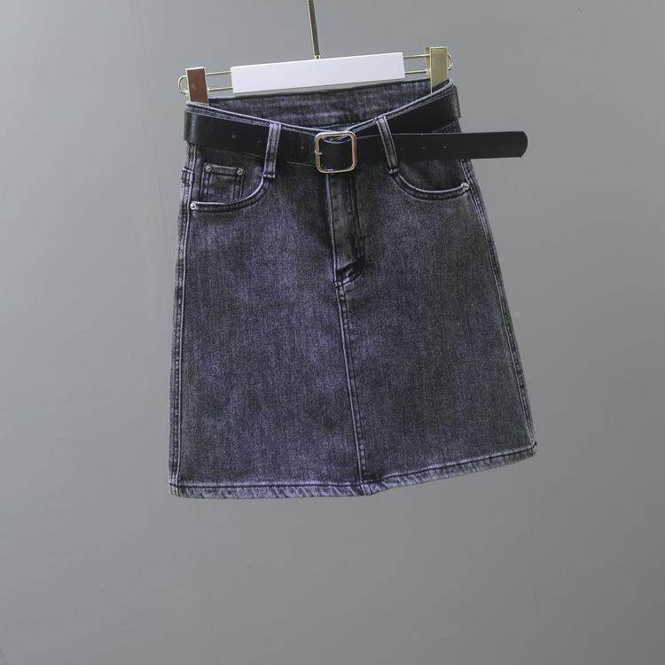 小个子灰色牛仔裙女春秋2025新款显短裙A字ins高腰裙包臀半身裙定