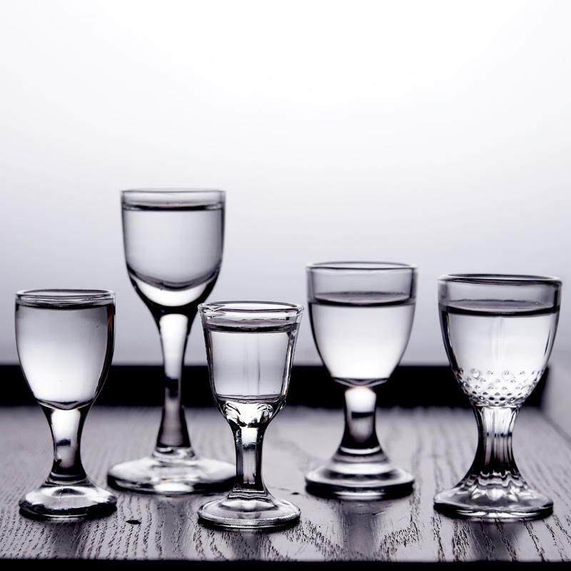 两钱喝白酒杯子玻璃一口杯烈酒杯透明厚底高脚小号酒杯小酒盅定制