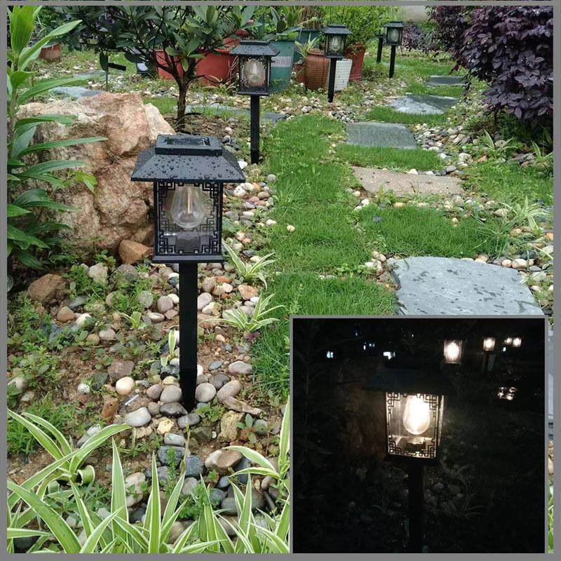 电商太阳能户外家用防水庭院别墅灯四角花格方格钨丝草坪灯球定制