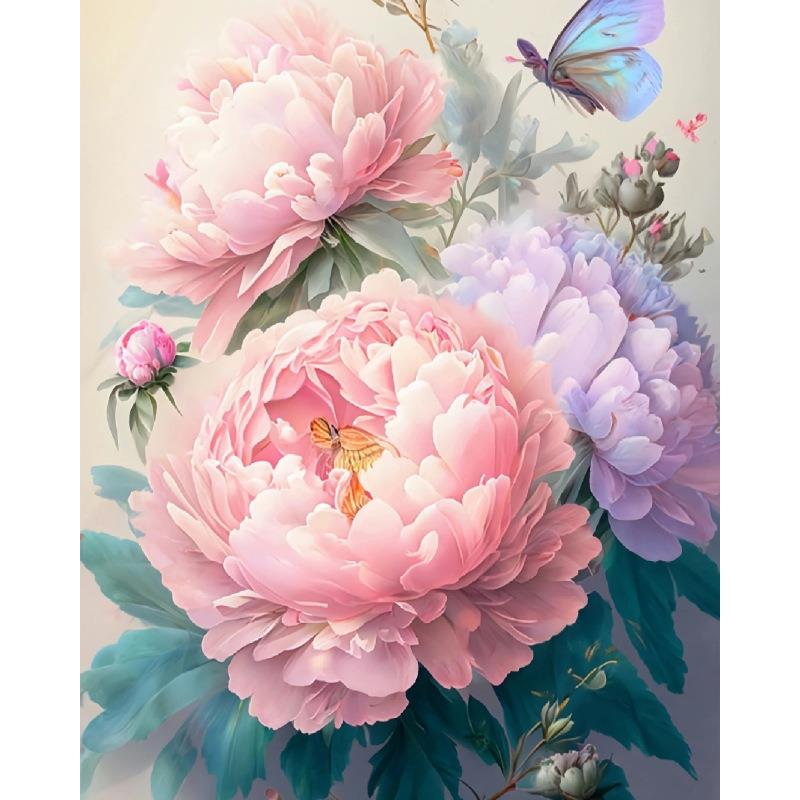 国花牡丹diy数字油画大幅零基础植物花卉手工填色礼物装饰画定制
