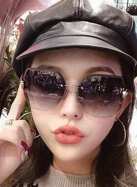 2025新款无框切边镜片太阳镜韩版墨镜女士复古眼镜直销定制