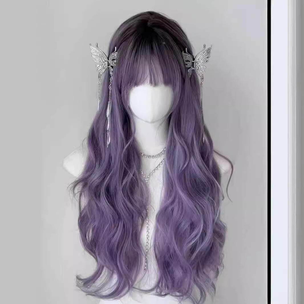 【紫藤花】假发女长发紫色全头套式cos整顶大波浪长卷发仿真人发