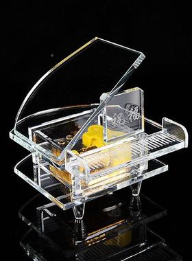 玻璃钢琴时尚音乐盒天空之城八音盒摆件女孩情侣生日礼物学生定制