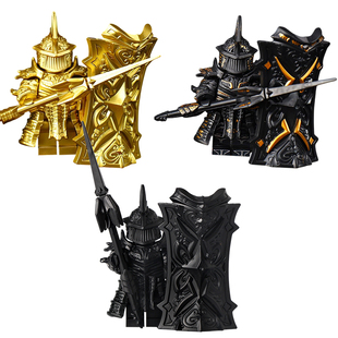 适配乐高中世纪恶魔之魂黑色银色高塔骑士拼装第三方积木人仔玩具