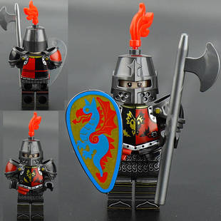 适配乐高中世纪红龙骑士黑熊眼魔中古骑士VP126拼装玩具人仔积木