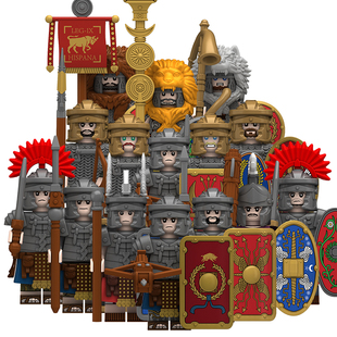 适配乐高中世纪骑士罗马军团弓弩矛手兵团士兵拼装积木人仔玩具