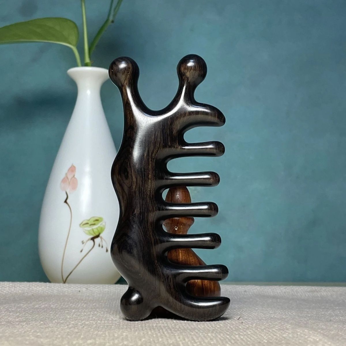 紫光檀头部多功能按摩梳经络梳子纯檀木紫光檀木梳头部穴位舒缓