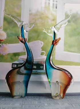 羚羊琉璃摆件现代简约酒柜玄关