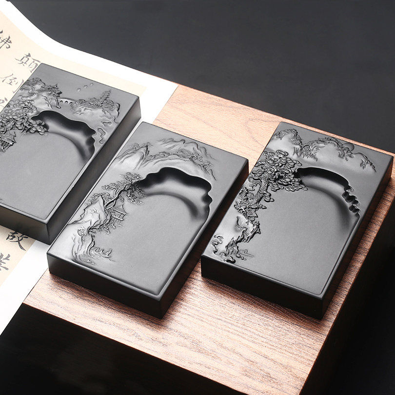 国家非遗 歙砚山水砚台 正宗天然原石书法专用可磨墨汁文房四宝 安徽歙县黑龙尾原石老坑非端砚