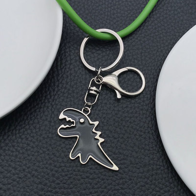 滴油黑色张嘴小恐龙合金钥匙扣创意情侣可爱汽车钥匙饰品挂件礼物