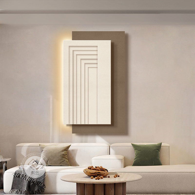 轻奢客厅装饰画立体砂岩肌理画