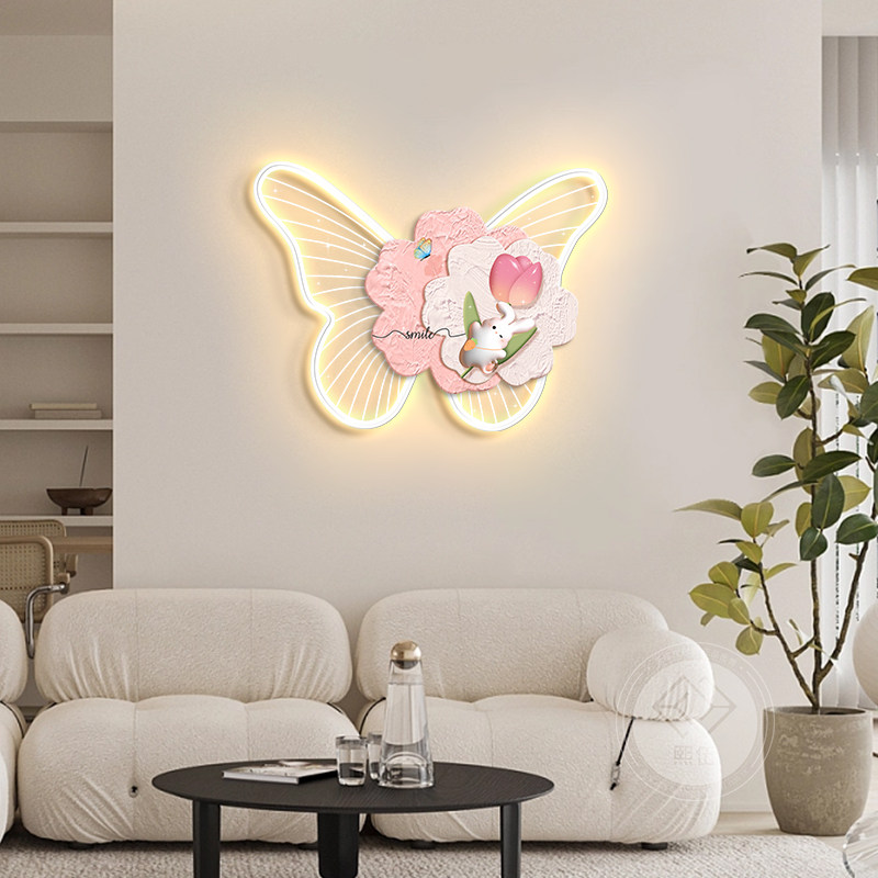 奶油风2026新款客厅装饰画高级感沙发背景墙挂画led餐厅发光壁画