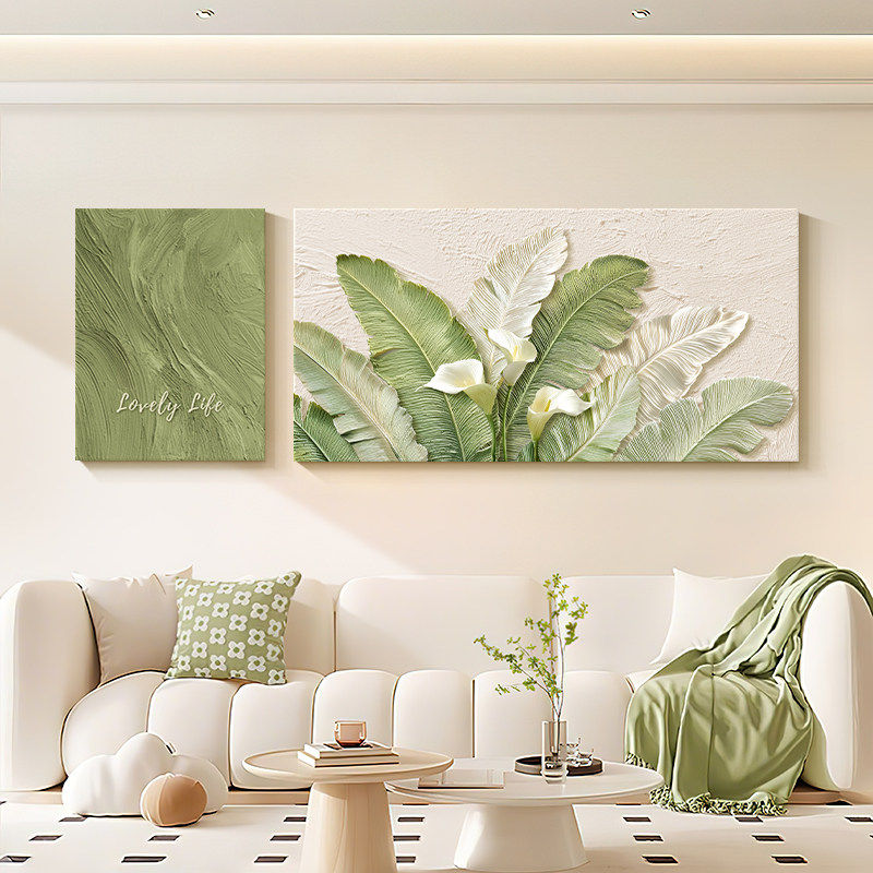 奶油风客厅装饰画家大业大立体肌理感油画现代简约沙发背景墙挂画,家居饰品,现代装饰画,淘宝优惠券,粉丝福利购,淘宝优惠卷