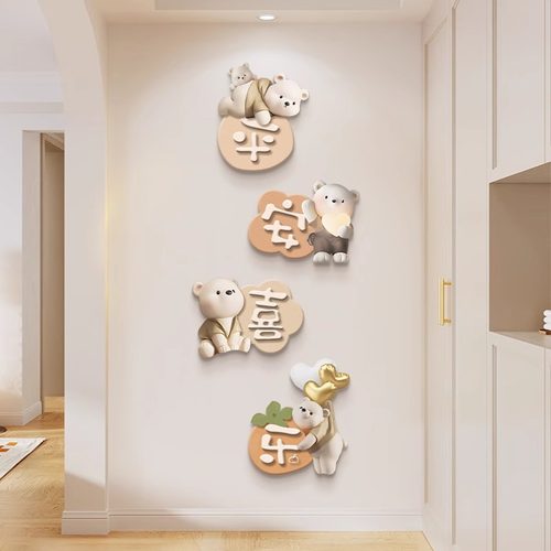 奶油风玄关装饰画背景墙壁画