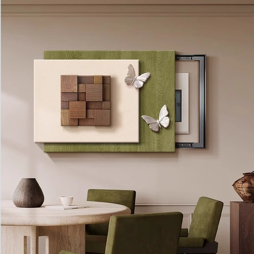 配电箱中古风实木可遮挡立体新款