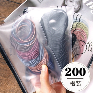 200根 扎头发橡皮筋发圈简约头绳绑头发皮套女皮圈黑色发绳头饰