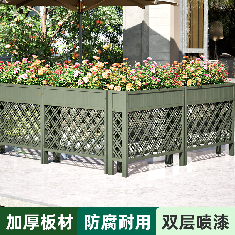 青灰色隔断花架户外庭院围栏木栅栏室内护栏餐厅塑木花架阳台花盆
