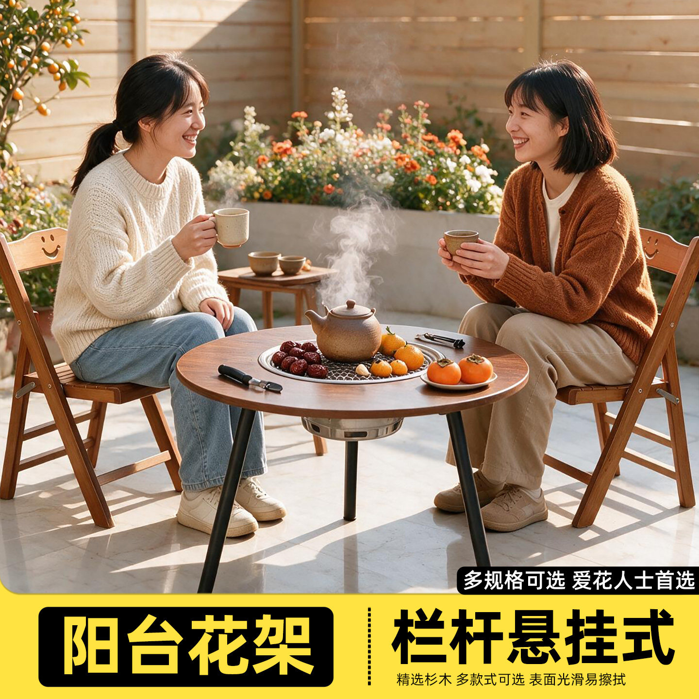 户外围炉煮茶烤火炉套装器具全套一体桌子新款烧烤炉子家用烧烤架图片