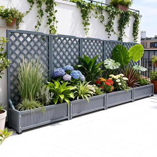 防腐木花架户外花箱庭院种植箱爬藤架花园隔断栅栏围栏阳台花盆架