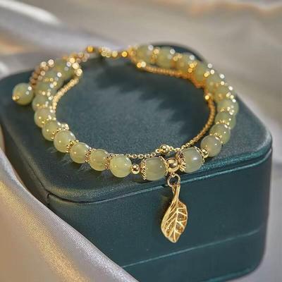Chinese Style Green Hetian Jade Bracelet For Women Vintage G