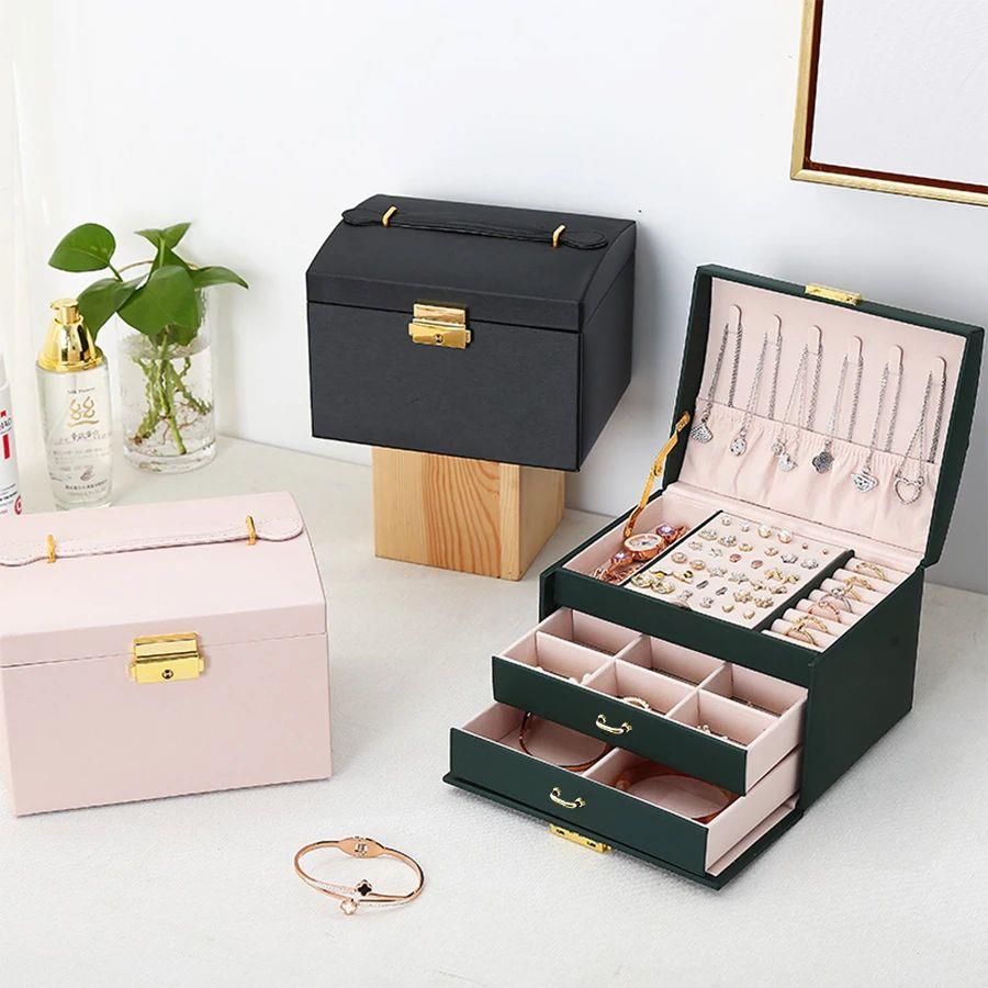 1PC, lock arch three-layer jewelry box, suitable for all kin